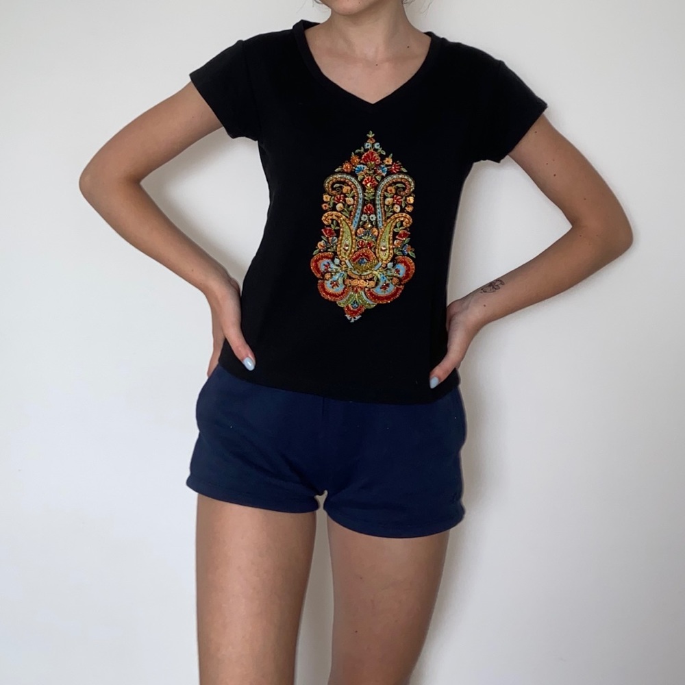 Beaded Black T-shirt